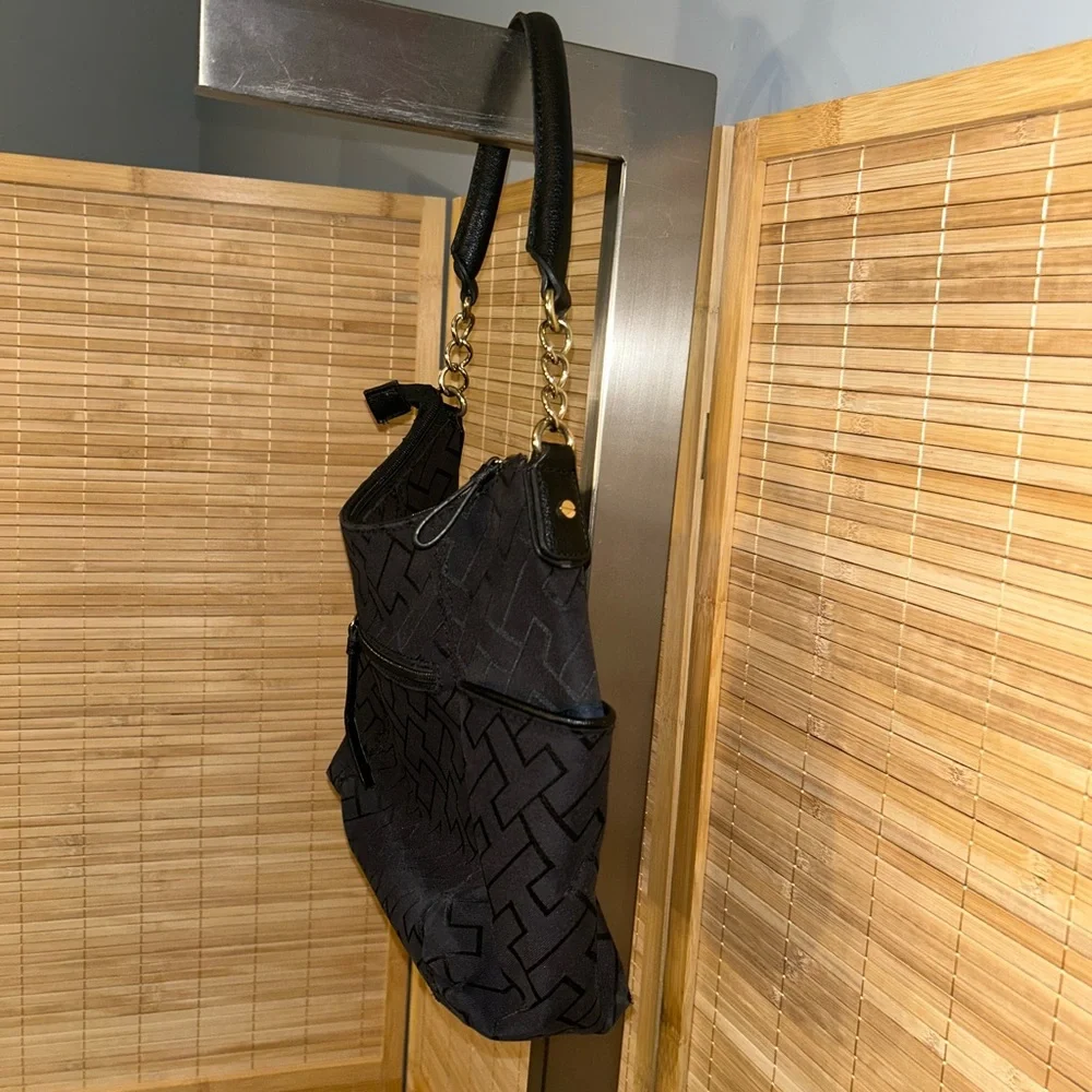 Tommy Hilfiger Black Signature hobo bag purse tote